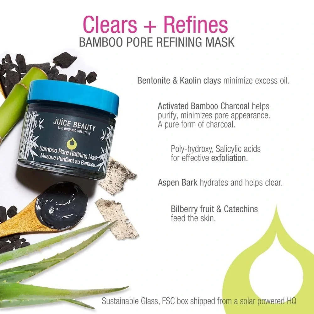 NIB Juice Beauty The Organic Solution Bamboo Pore Refining Face Mask 2 Fl Oz
